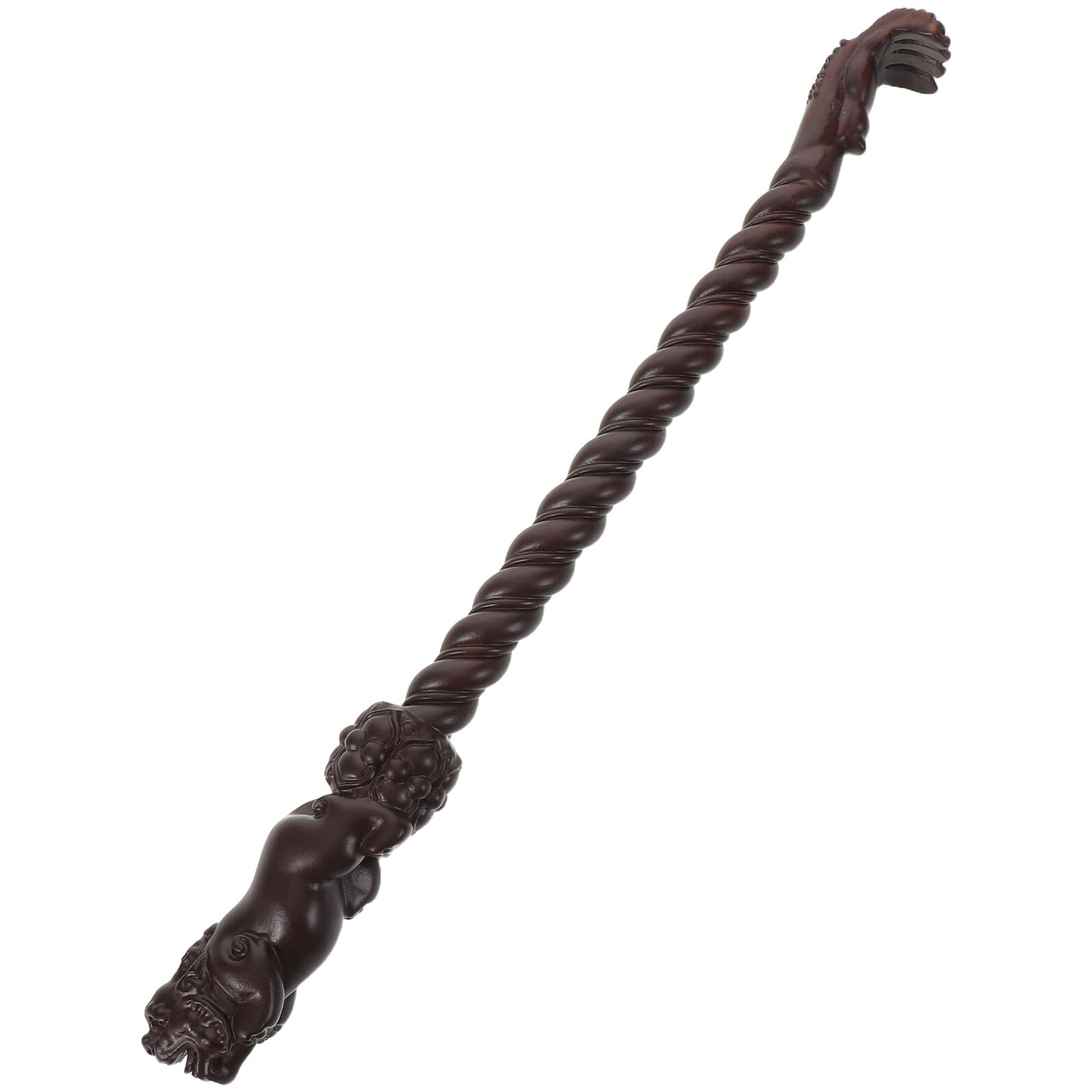 Gatuida Manueller Rückenkratzer und Massagegerät aus Schwarzem Ebenholz 38cm Langer Griff Traditionelles Holzmassagegerät für Rückenentspannung und Juckreizlinderung bei Erwachsenen