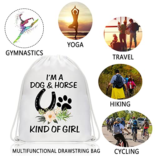 BDPWSS Horse Drawstring Bag Horse Lover Gift I'm a Dog And Horse Kind Of Girl Gift For Dog Owner Dog Mom Gift (Dog horse girl Sbp)4