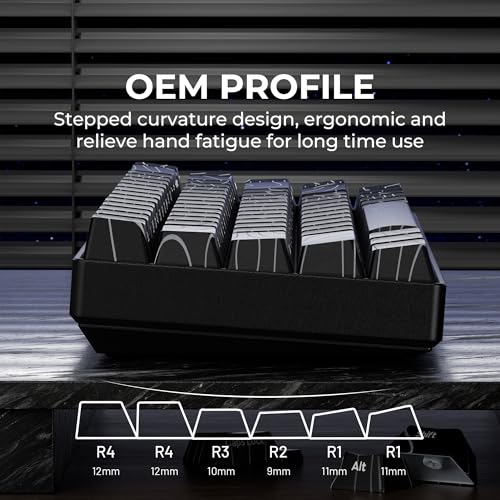 Image of XVX Black Keycaps, Doubleshot PBT Keycap Set, Backlit Topographic Keyboard Keycaps OEM Profile Compatible with 60% 65% 75% 80% 96% 100% Mechanical Keyboards-Only Key caps