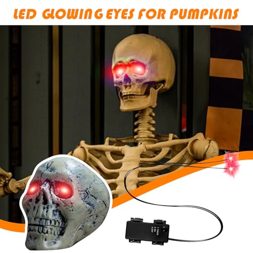 4 Stück Halloween LED Leuchtende Augen, Leuchtende LED Augen Für Skelette Mit Timer, Horror DIY Leuchtendes Augens, Für Halloween Dekoration, Masken, Totenköpfe, Kürbisse, Spinnen, Cosplay(Rot)