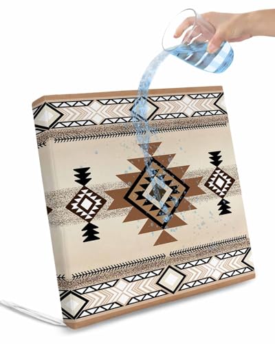 2 Pack Waterproof Patio Cushion Cover for Outdoor,Aztec Ethnic Geometry on Khaki Washable Replacement Covers Furniture Seat Slipcover for Couch Sofa Chair,Southwest Indian Tribal Pattern,20''x18''