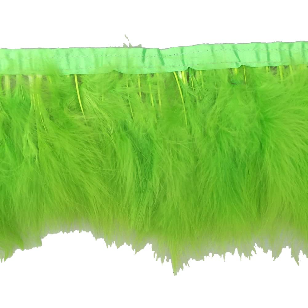 KOLIGHT Pack of 2 Yards Natural Turkey Marabou Feather Trim Fringe 6-8 inch in Width DIY Decoration (Lime green)