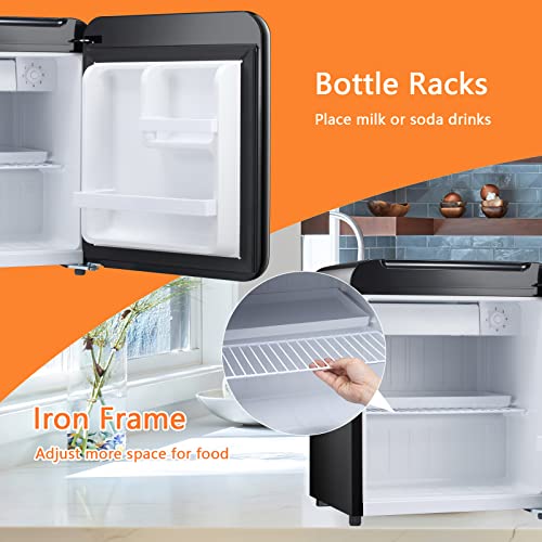 Image of Antarctic Star Compact Refrigerator Mini Fridge for Beverage, Ice Cream, Vegetable, Fruit, 1.7 Cu. Ft., Freezer with Drip Tray, Bottle Racks and Defrost Button, Great for Bedroom, Office, Garage, Dorm, Black