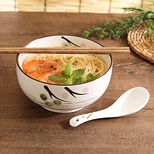 Whjy White Ceramic Bowl With Lid, Spoon, Chopsticks For Soup, Rice, Noodles. Japanese Traditional Style Tableware. #TOP6