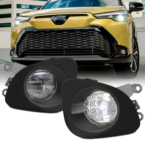 AKKON - Fit 2022 2023 2024 Toyota Corolla Cross Hybrid OE Style Full LED Front Bumper Fog Lights w/Wiring Harness Switch Clear Lens Replacement Lamp