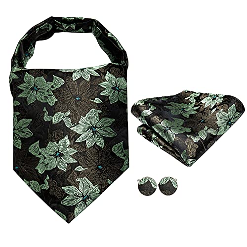 Image of Dubulle Paisley Floral Ascot for Men Self Tie Mens Cravat and Pocket Square Cufflinks Wedding