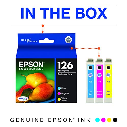 Epson T126 Durabrite Ultra Ink Standard Capacity Color Combo Pack (T126520-S) For Select Epson Stylus And Workforce Printers, Cyan,Magenta And Yellow #TOP1