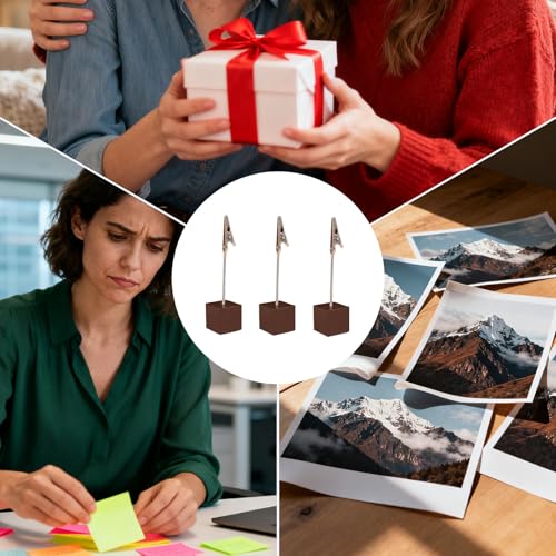 6 Stück Fotohalter,Fotoständer,Fotoaufsteller Mit Klammern Kartenhalter Tisch Holz Tischkartenhalter Postkartenhalter,Memo Clip Halter Notizhalter,Weihnachts Für Bilder Karten Hochzeits Party