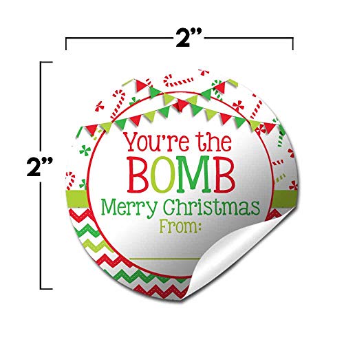You're The Bomb Merry Christmas Themed Hot Cocoa Bomb Sticker Labels, Total Of 40 2" Circle Stickers (20 Sets Of 2) By Amandacreation #TOP1