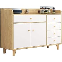 Sideboard Kitchen Board Wooden Buffet Sideboard, Wood Storage Cabinet, Storage Shelf, 6 Drawers or Wood Buffet Server and Console Table Kitchen Storage Cupboard Living Cabinet Color Wood, Size 100x37x98cm