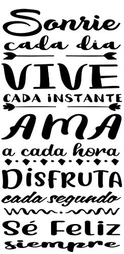 CrisPhy® Frase Vinilo "Sonrie cada dia" Vinilos decorativos, Pegatina frases motivadoras para pared. Pegatinas para decorar habitaciones.Vinilos decorativos frases (Alto 20cm por 40cm)