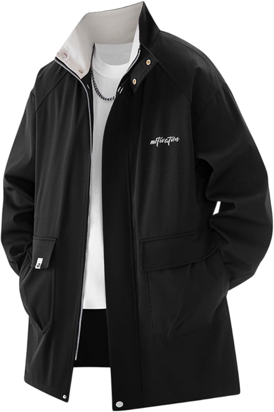 Sobrisah Men Lightweight Windbreaker Jackets,Stand Collar Spring Casual Trench Coats,Fall Streetwear Outfits for Young
