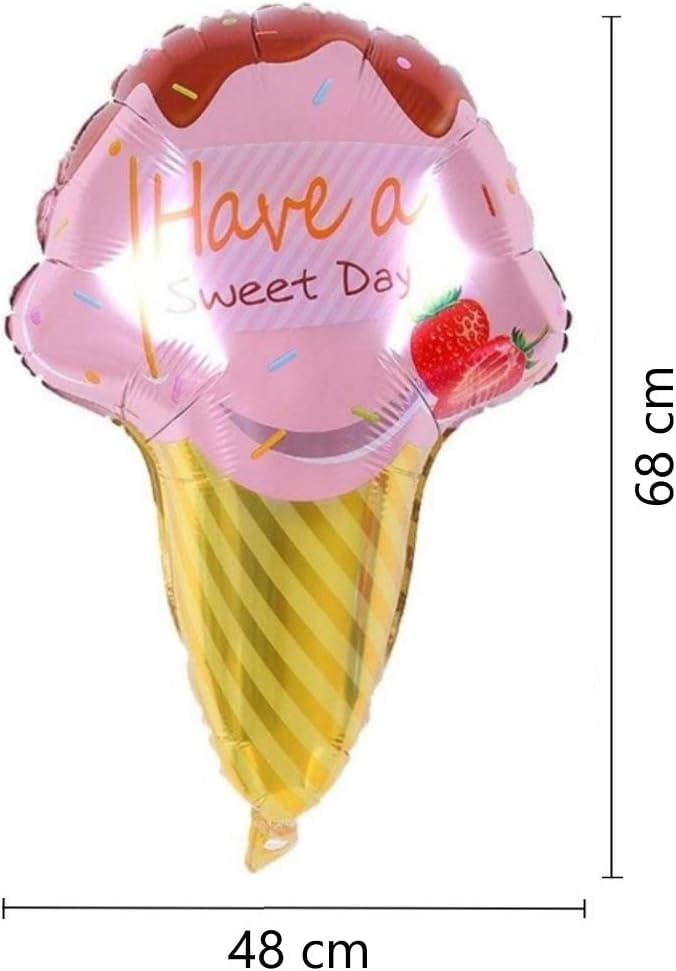 Image of ARV ZONE 5 Pcs Ice Cream Candy Foil Balloons and Star Foil for Birthday Theme Party Decorations Girls Boys Kids Birthday Baby Shower, Donut theme birthday decorations (Icecream 3rd)
