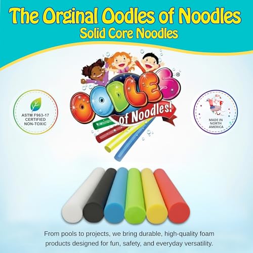 Oodles of Noodles Solid Deluxe Extra Long Pool Noodles - 10 Pack - Approx. 55 inch x 2.75 inch Durable Floating Foam Tubes - Premium Foam Noodle for Swimming, Crafts, Exercise, and Water Activities