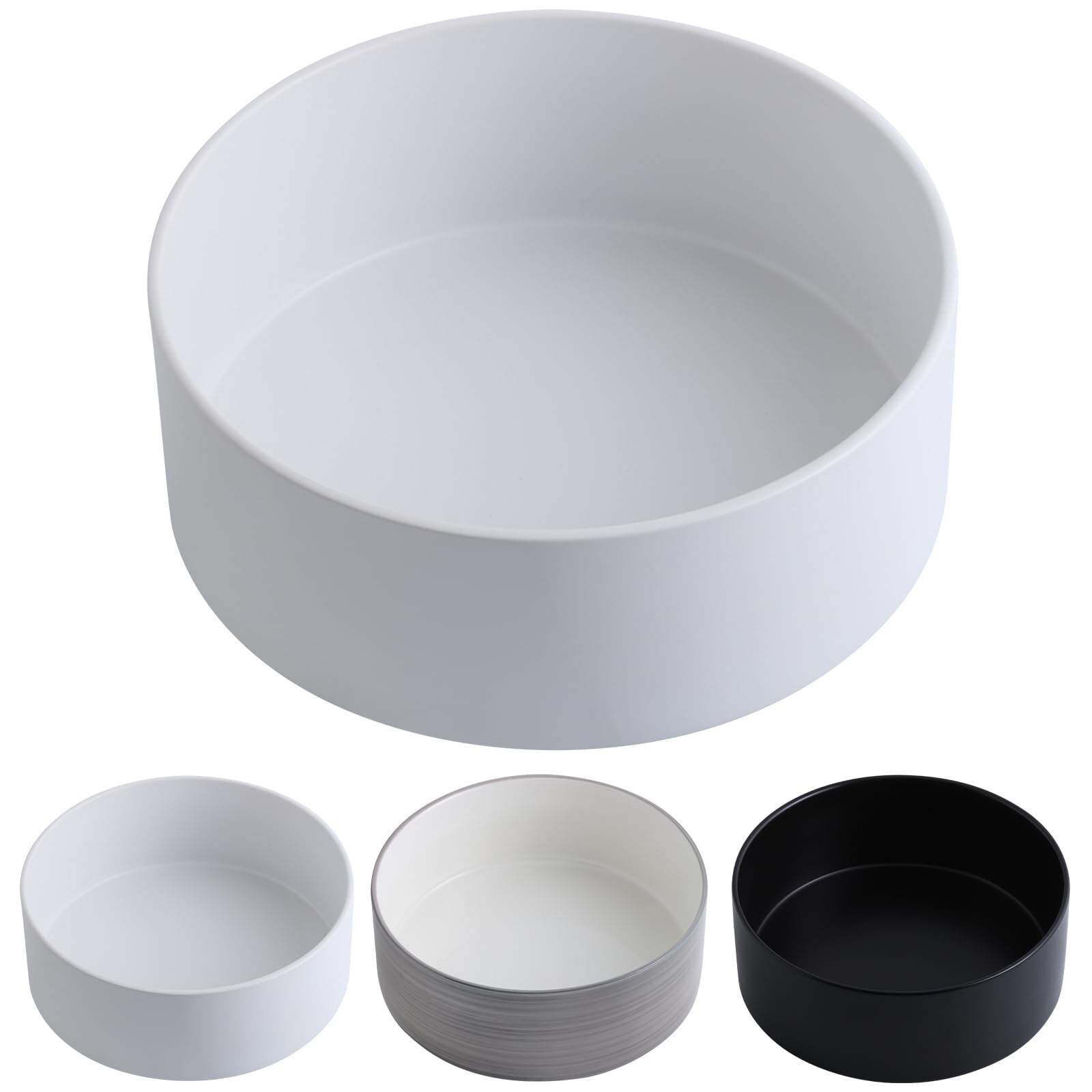 Cuenco blanco de cerámica para perros para razas medianas y grandes, plato de agua para comida para perros, pesado, porcelana antideslizante, extra grande, cuenco para mascotas de 9.4 pulgadas