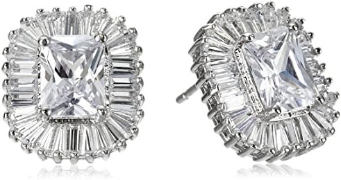 CZ by Kenneth Jay Lane "Basic" Multi-Cubic Zirconia Pierced with Ballerina Halo Stud Earrings (5cttw)