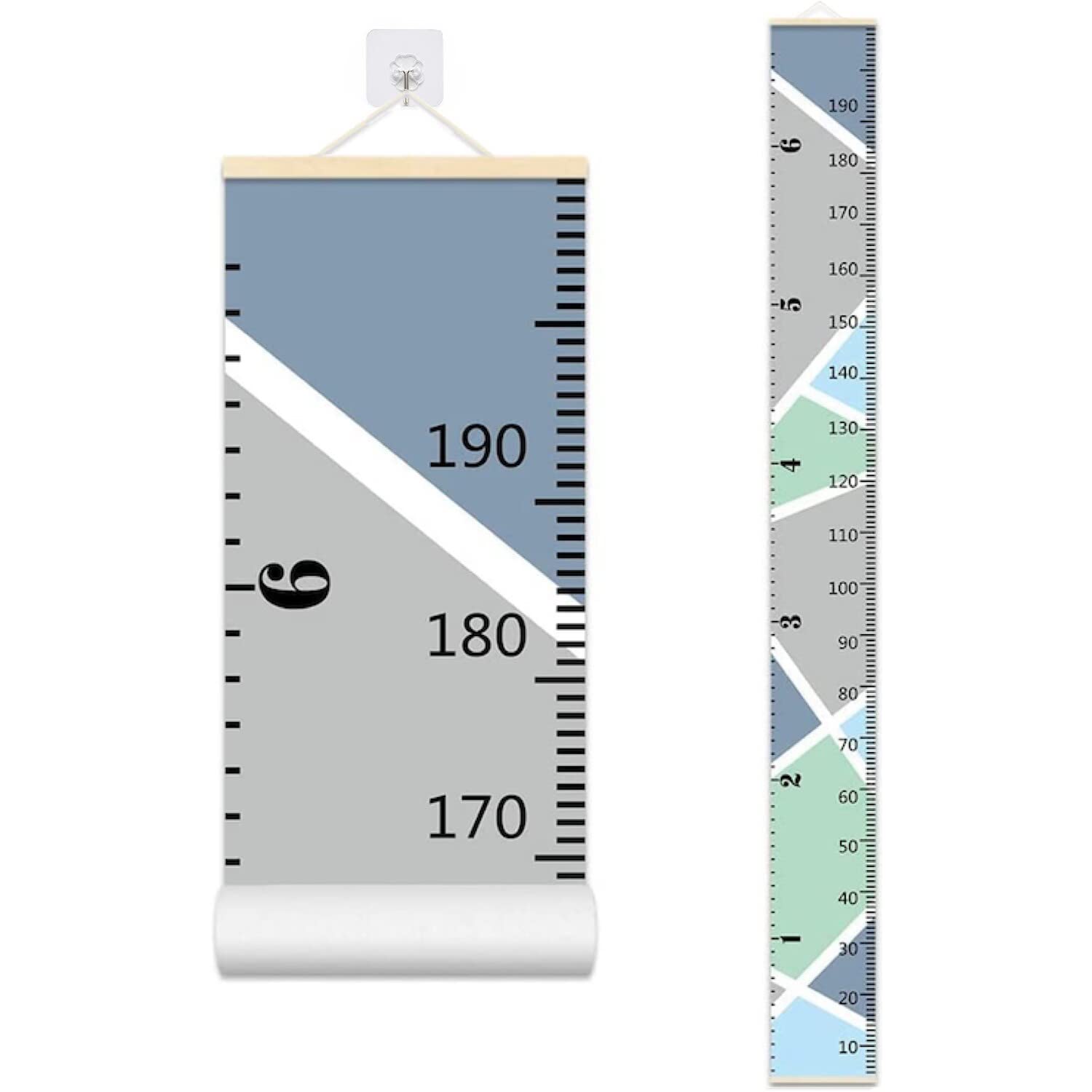 Baby Growth Chart, Height Wall Chart for Kids, 79 x 7.9in Wooden Frame Canvas Measurement Hanging Ruler for Child’s Room Decoration (Grey)