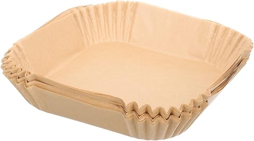 KRIVS Air Fryer Paper Liner 50PCS Disposable Air Fryer Parchment Paper Baking Sheets Cooking Paper Non- stick Pads for Baking Grilling Steaming