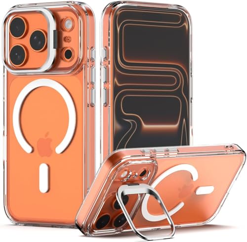 Image of keeshar Clearshield Magpro with stand iPhone 17 Pro Max Hybrid PC & TPU Shockproof Design 360 Degree Protection Crystal Clear Case AntiScratch Armor Cover MagSafe Compatible Strong Magnetic Adsorption