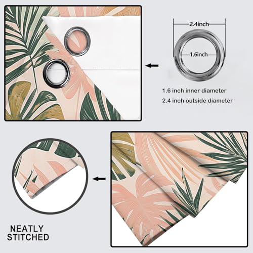 Rideaux occultants monstera rose 117x137 cm isolants à oeillets - 6