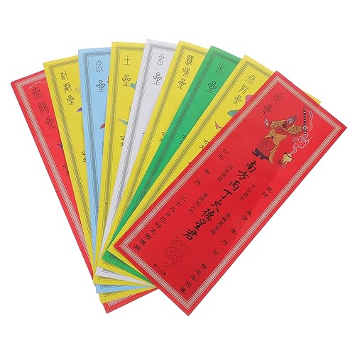 OSALADI Chinese Amulet Cards 9pcs Auspicious Feng Shui Cards for Luck Wealth Success