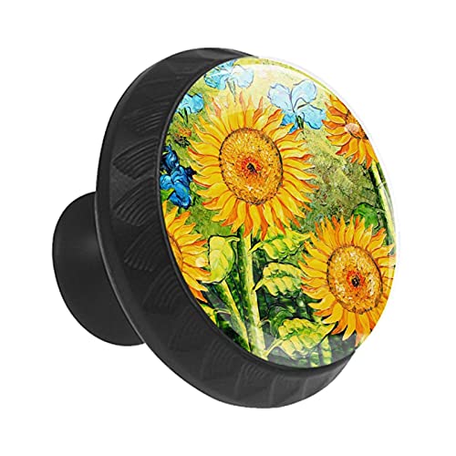 Boutons de tiroir de commode ronds tournesol pour chambre 12pcs - 3