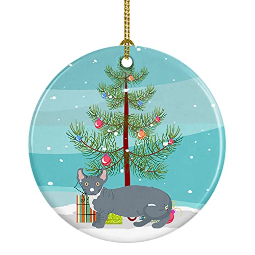 Caroline's Treasures Dwelf #2 Cat Merry Christmas Ceramic Ornament Christmas Tree Hanging Decorations for Home Christmas Holiday, Party, Gift, 3 in, Multicolor