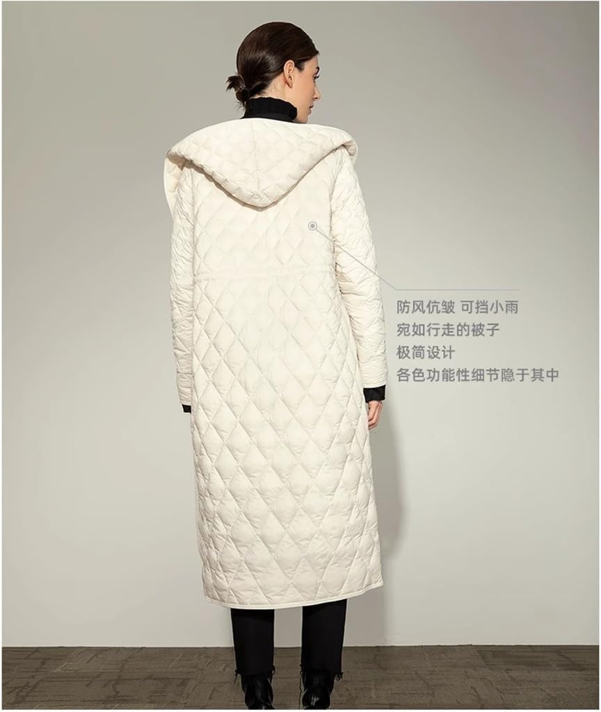 Hooded Lightweight Down Jacket Women's Long Section Waist Thin Coat Inside Partner Stacking Warm Down Liner