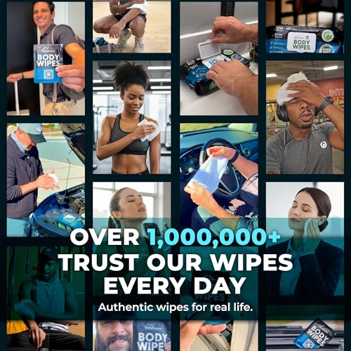 Image of Travel Body Wipes Individually Wrapped for Men - No Rinse Gym Wipes - 20 Ct