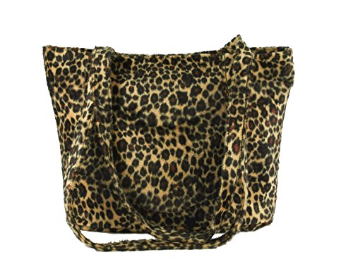 LONI Womens Leopard Faux Fur Tote/Shoulder Bag