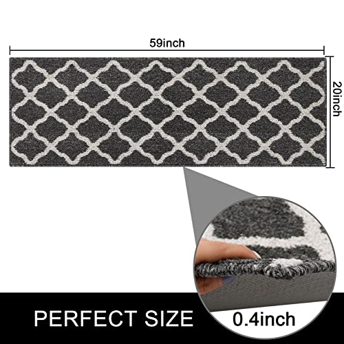 Shacos Long Door Mats Indoor Runner Rug 20"X59" Washable Entryway Rug Runner Non Slip Water Absorbent Doormat Entrance Floor Mat Runner For Home Garage Kitchen Laundry, Black #TOP1
