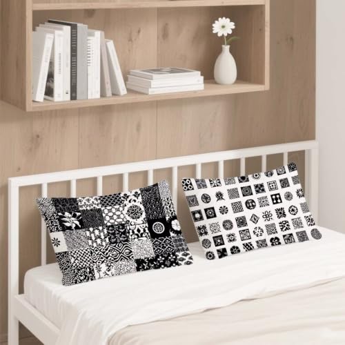 Coussin extérieur imperméable noir housse de coussin 40x80 rectangulaire été