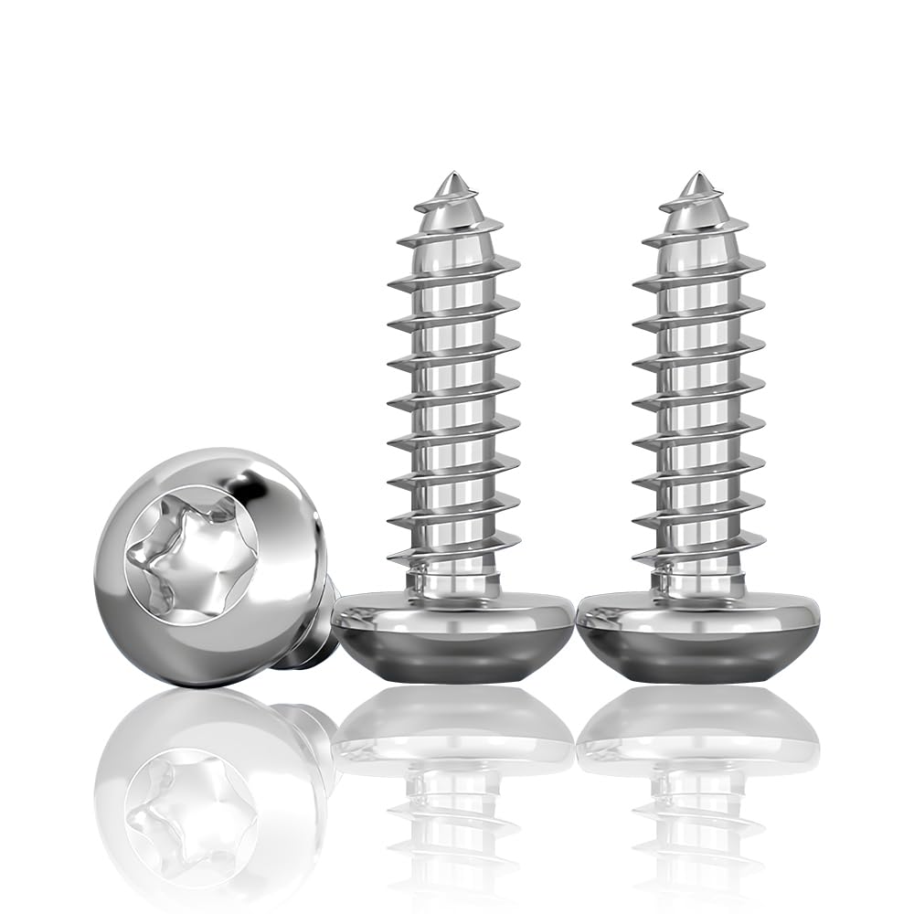 Viti a Testa Bombata in Acciaio Inox M4 x 14 mm, Torx, A2 V2A, per Legno Piatte, Filettatura Completa, Autofilettanti, Testa Tonda Con Punta