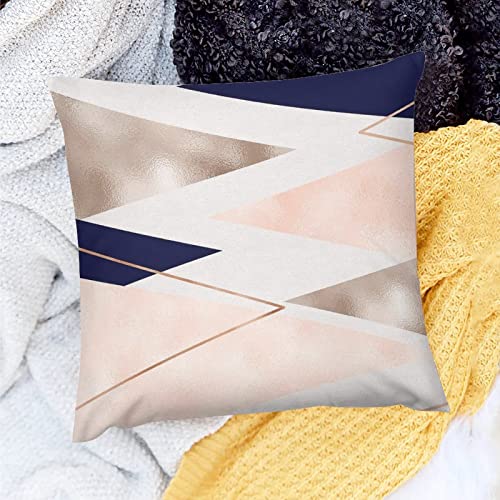 Rurals Rose Gold French Navy Geometric Decorative Pillow Covers Cozy Soft Throw Pillowcase Square Couch Cushion Cover For Home Decor Sofa Living Room Bed Car 18X18 Inch #TOP7