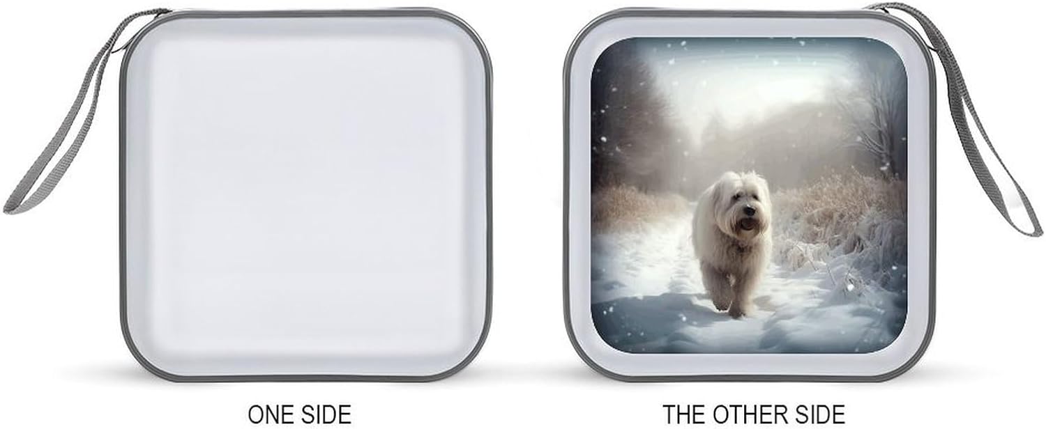 Puppy in Snow CD Case Binder for Travel Car DVD Storage Case DVD Storage Bag with Handles Cover CD Storage Binder for Blu-ray Movie Music Audio Disks 40 Disc Units