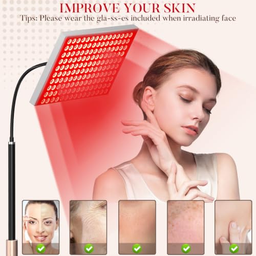 Image of Red Light Therapy for Body Face, Infrared Light Therapy Panel Lamp with Stand, 660nm and 850nm Near Infrared LED Red Lights Therapy Device at Home, Gift for Mom Wife Girlfriend Sister Women