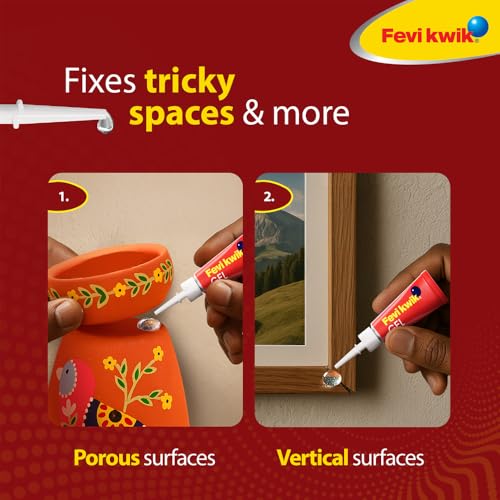 Image of Fevikwik Gel One Drop Instant Adhesive | Multipurpose Gel | Easy to Use | Hassle Free | Ideal for Art & Craft | Can be used on variety of surfaces | Create, Make, Decorate | 3g (Pack of 2)