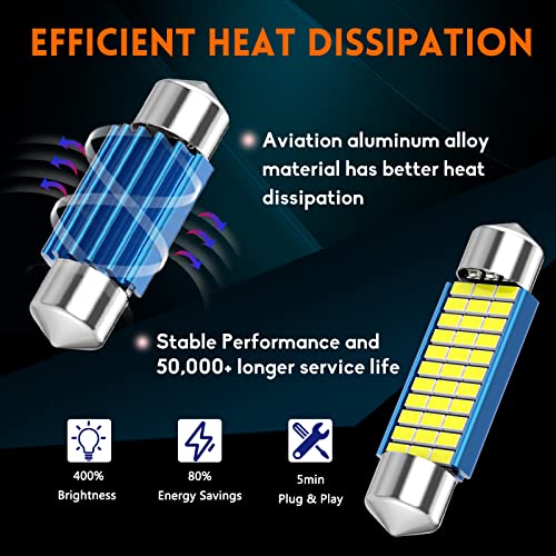 578 LED Festoon Bulb, 42mm 41mm 1.65 Inch Festoon DE3425 DE3423 211-2 LED, 12V 33SMD White Light 42mm Festoon Bulbs for Car Interior Dome Map Courtesy Trunk Light 212-2 Led, 4pcs - Image 4