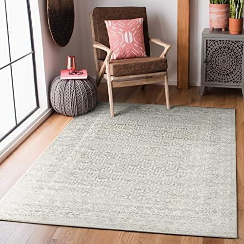 HomeArt Living Room RUG - Short Pile, Bordered, Soft, Area Carpet for Bedroom & Home Decoration, Burlington Pattern Rugs, Contemporary, Small to Extra Large (Mink Ivory, 60 x 110 cm)