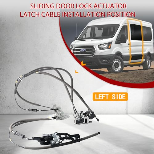 Image of Left Side Sliding Door Lock Actuator Latch Cable Compatible for 2015-2020 Ford Transit-150, Transit-250, Transit-350, Transit-350 HD & Thomas Transit Liner CK4Z61264A01K CK4Z61264A01C /D