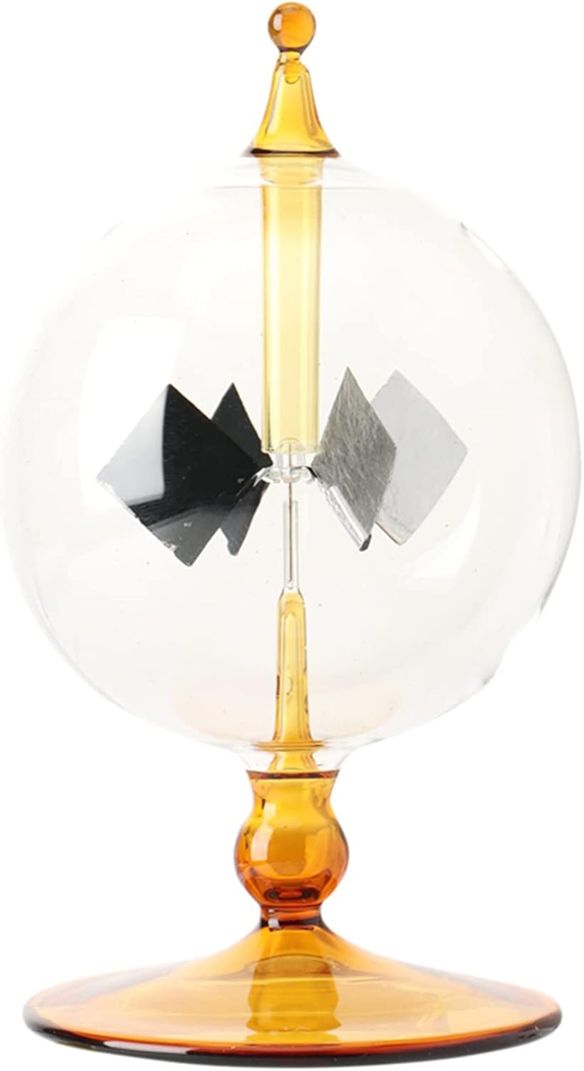 Solar Power Crookes Radiometer Sun Light Energy 4 Blades Rotating Glass Windmill(Yellow)
