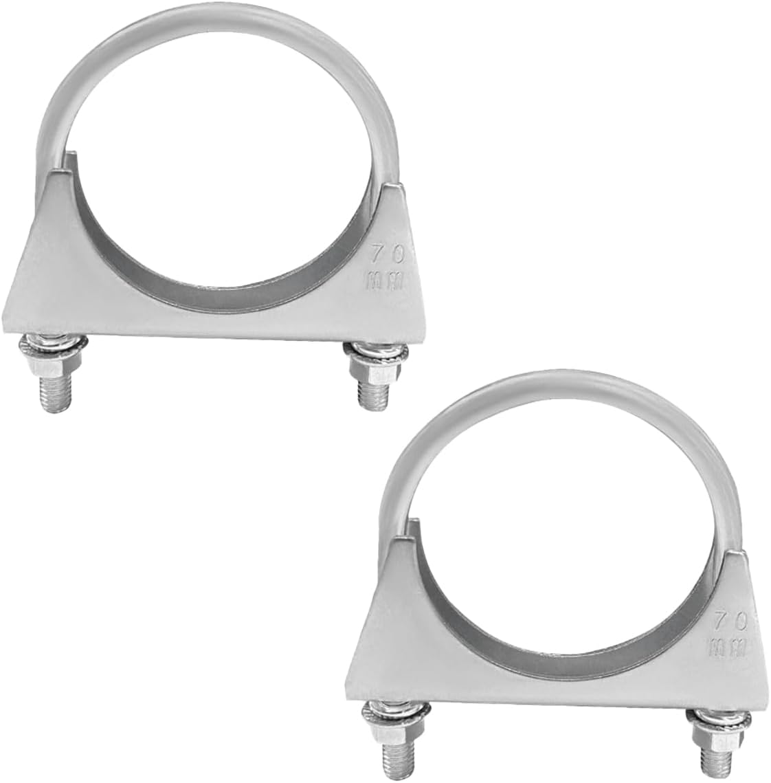 YoRise 2.75 Inch U-Bolt Exhaust Clamp, Heavy Duty Galvanized Iron Muffler Exhausts Clip with Saddle Style Design, Universal Rustproof Exhaust Tube Clamp for Most Vehicles(70mm/2.75inch)