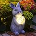 Yeomoo Kaninchen Figuren mit Solar Ball Deko Wohnzimmer Gartendeko: Hase Gartenfiguren Geschenke für Frauen Mama Geburtstag Wetterfest Deko für Draußen Zimmer Garten Balkon Terrassen Dekoration Grau