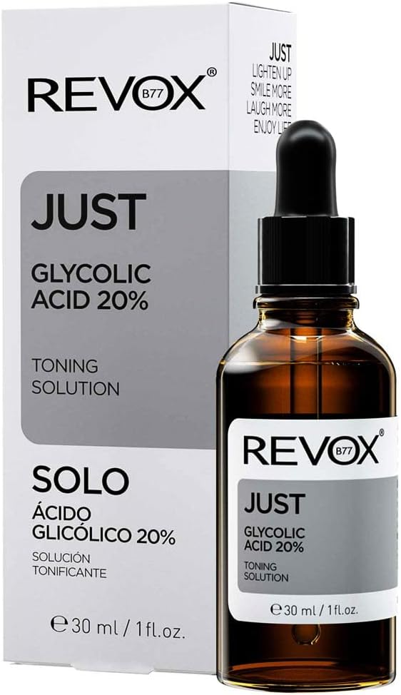 REVOX B77 JUST 20% Glycolic Acid Serum, Anti Aging, Toning Solution for Face and Neck – 30 ml Bottle