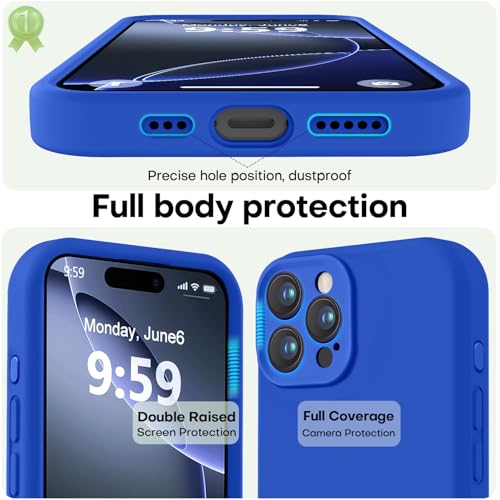 Image of LOVE 3000 Designed for iPhone 16 Pro Case, Premium Silicone with [Soft Anti-Scratch Microfiber Lining] Shockproof Protective Phone Case for Men Women Girls 6.3 inch, Klein Blue