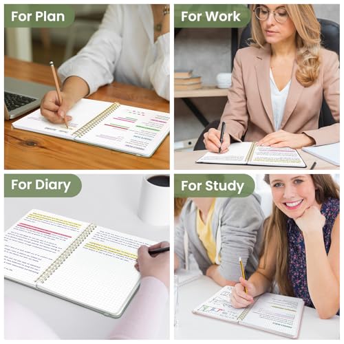 Image of Taja Graph Spiral Journal Notebook for Women & Men, 140 Pages, Graph Paper Hardcover Notebook for Planning & Tracking, Journals for Graphing, A5(5.7 inch x 7.9 inch) - Green