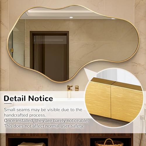 Fahomiss Irregular Hexagon Wall Mirror with Wavy Edge, Modern Decorative Mirror for Bathroom, Bedroom, Living Room, Frameless Vanity Mirror by Fahomiss - Image 9