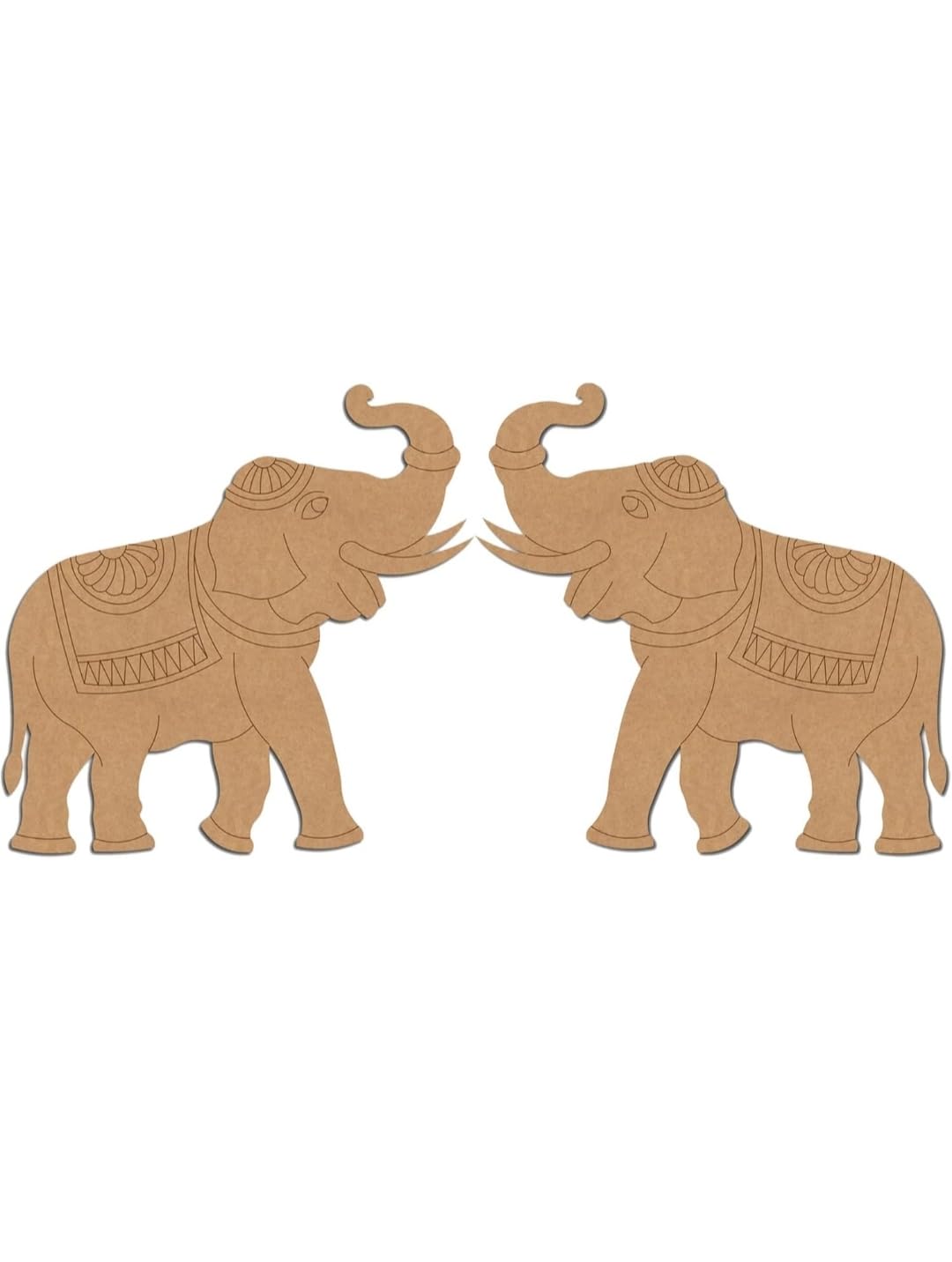 Wooden Elephant Pre-Marked MDF Design Cutouts, Unfinished Craft Shapes for DIY Home Decor, Painting, Crafting Projects, Art Supplies (6x4 Inch (Pair of 2))-image-3