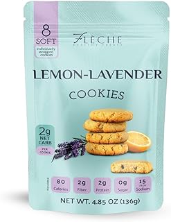 European Lemon-Lavender Cookies, Sugar Free, Vegan, Low Carb, Dairy Free, Gluten Free, Flèche Healthy Treats, 4.85OZ (Pack of 1)