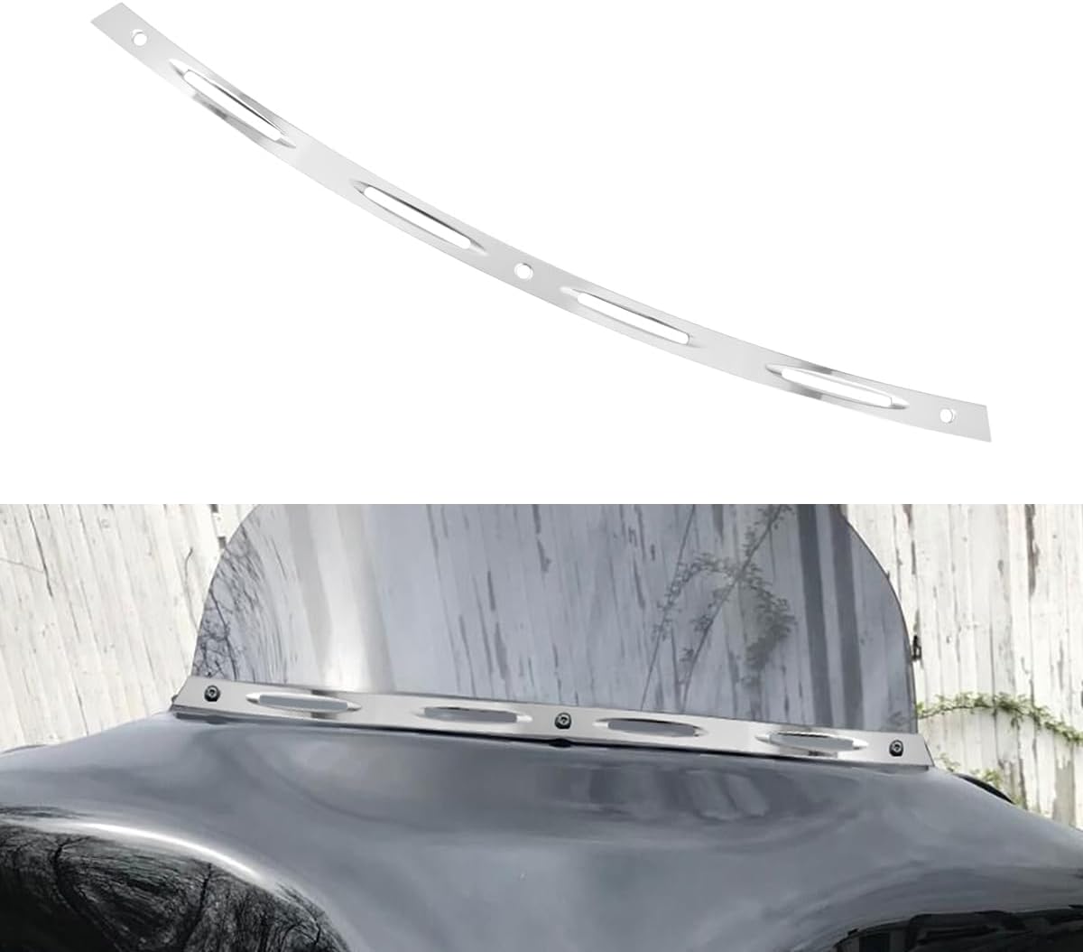 Motorcycle Windshield Trim Chrome Windscreen Trim Fit for Harley Touring Electra Street Glide Ultra Limited Tri Glide 1996-2013